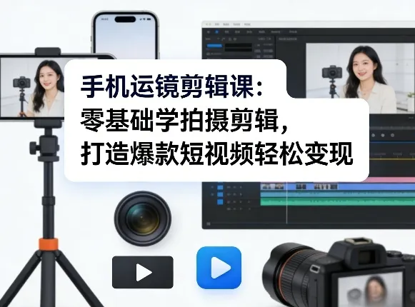手机运镜剪辑课：零基础学拍摄剪辑，打造爆款短视频轻松变现-续财库