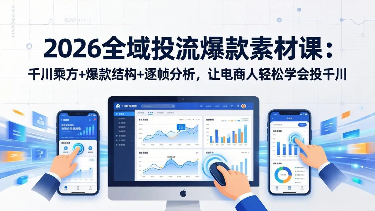 2026全域投流爆款素材课：千川乘方+爆款结构+逐帧分析，让电商人轻松学会投千川-续财库