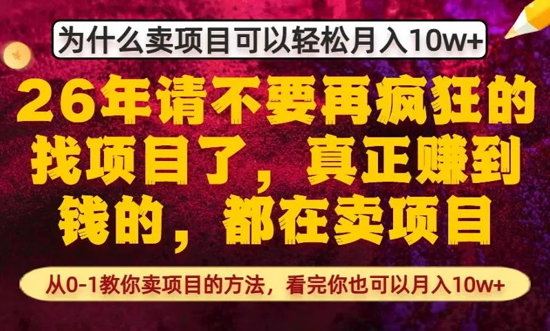 为什么真正賺到钱的都在卖项目，从0-1教你卖项目的方法，看完你也可以月入10w+【揭秘】-续财库