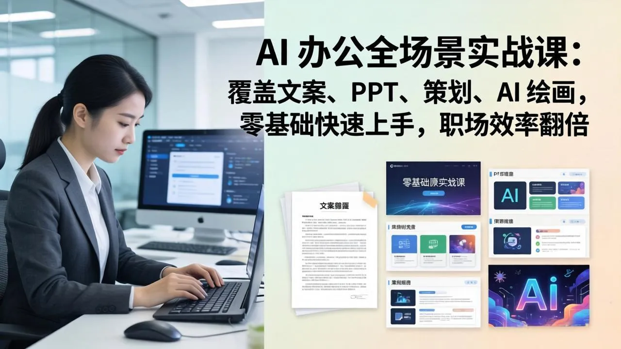 AI 办公全场景实战课:覆盖文案、PPT、策划、AI 绘画,零基础快速上手,职场效率翻倍-续财库
