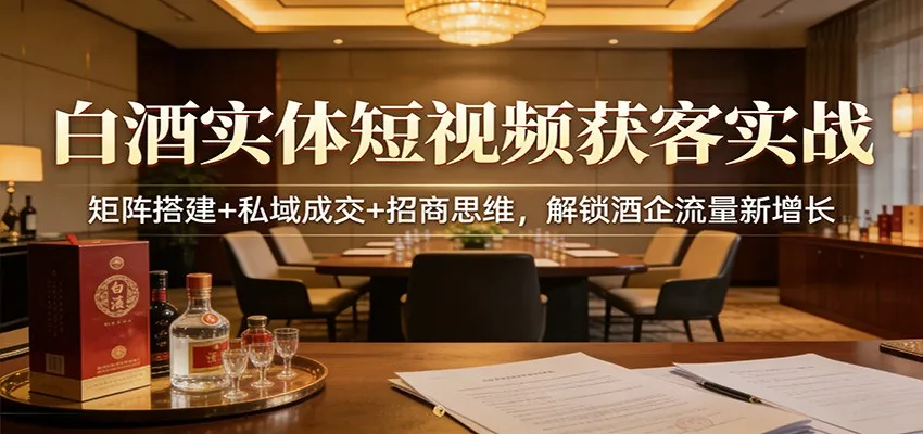 白酒实体短视频获客实战：矩阵搭建+私域成交+招商思维，解锁酒企流量新增长-续财库