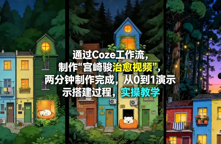 通过Coze工作流制作《宫崎骏治愈视频》,两分钟制作完成,从0到1演示搭建过程,实操教学-续财库