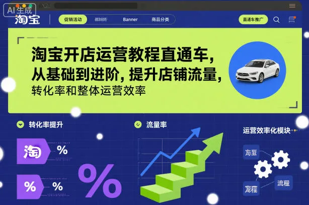 淘宝开店运营教程直通车，从基础到进阶，提升店铺流量，转化率和整体运营效率(更新26年3月24日)-续财库