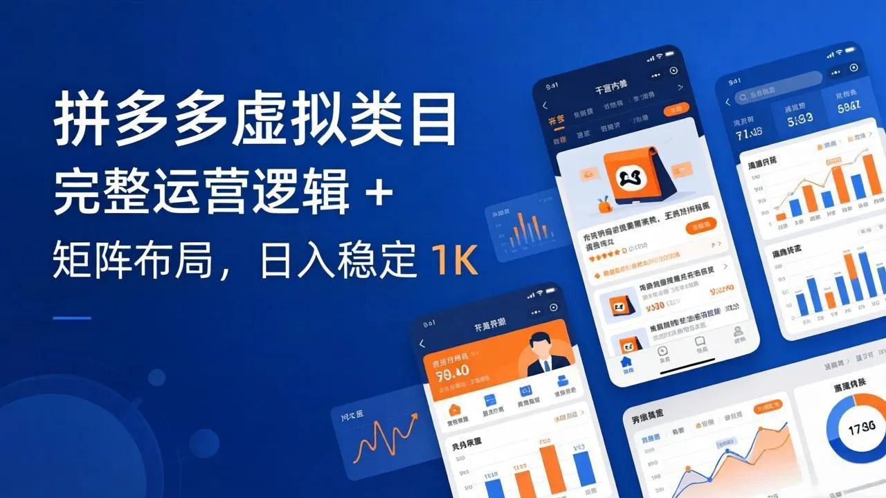 拼多多虚拟类目干货:完整运营逻辑 + 矩阵布局,日入稳定 1K-续财库