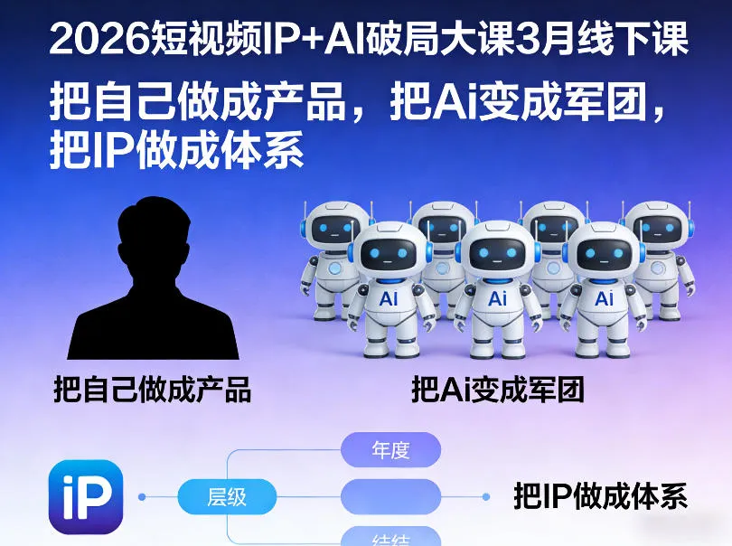 2026短视频IP+AI破局大课3月线下课,把自己做成产品,把Ai变成军团,把IP做成体系-续财库