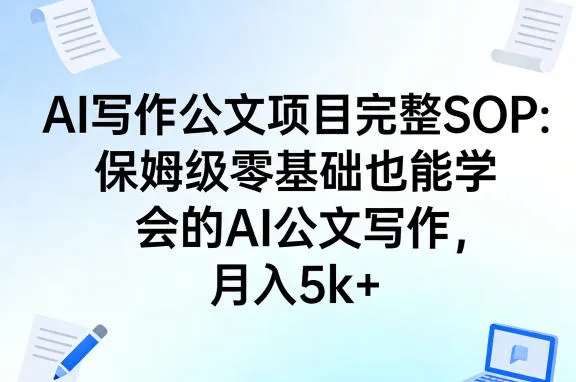 AI写作公文项目完整SOP，保姆级零基础也能学会的AI公文写作，月入5k+-续财库
