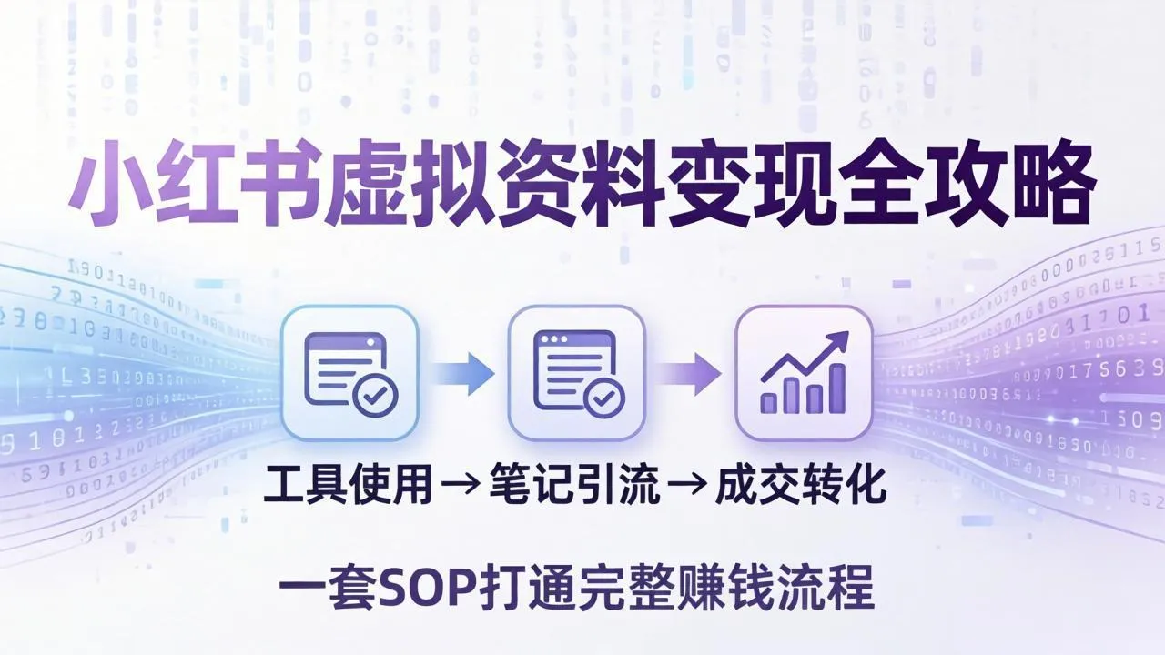 小红书虚拟资料变现全攻略：从工具使用到笔记引流成交，一套 SOP 打通完整赚钱流程-续财库