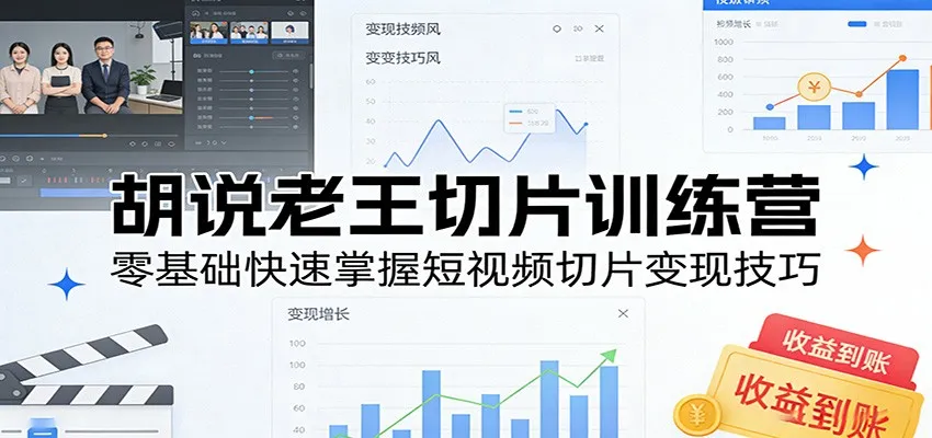 胡说老王切片训练营，零基础快速掌握短视频切片变现技巧-续财库