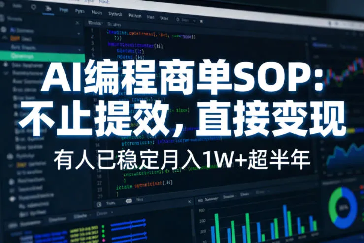 AI编程商单SOP,AI编程不能只给工作提效,还要直接变现,有人已经稳定月入1W+半年了-续财库