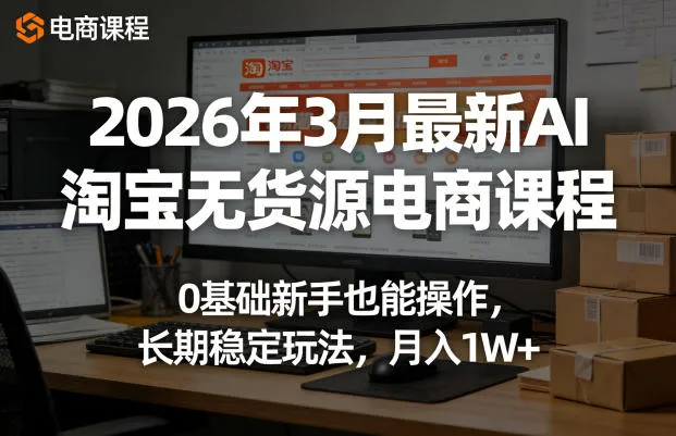 2026年3月最新AI淘宝无货源电商课程,0基础新手也能操作,长期稳定玩法,月入1W+-续财库
