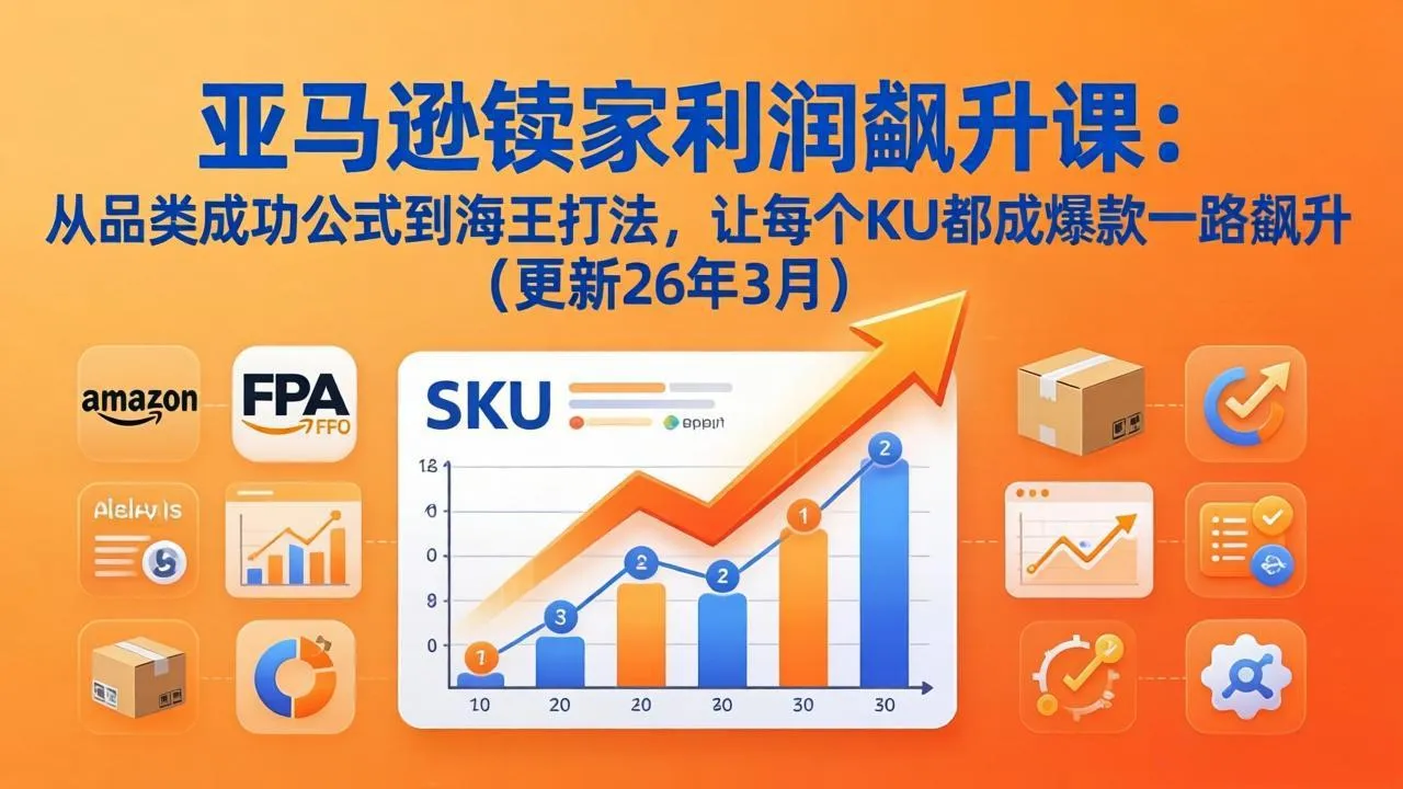 亚马逊卖家利润飙升课：从品类成功公式到海王打法，让每个SKU都成爆款一路飙升(更新26年3月-续财库