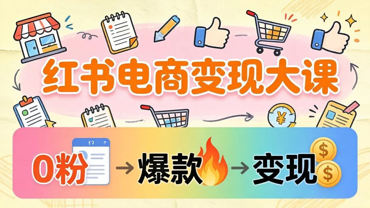 小红书电商变现大课：3个月37万实操拆解，0粉开店到爆款笔记全流程-续财库