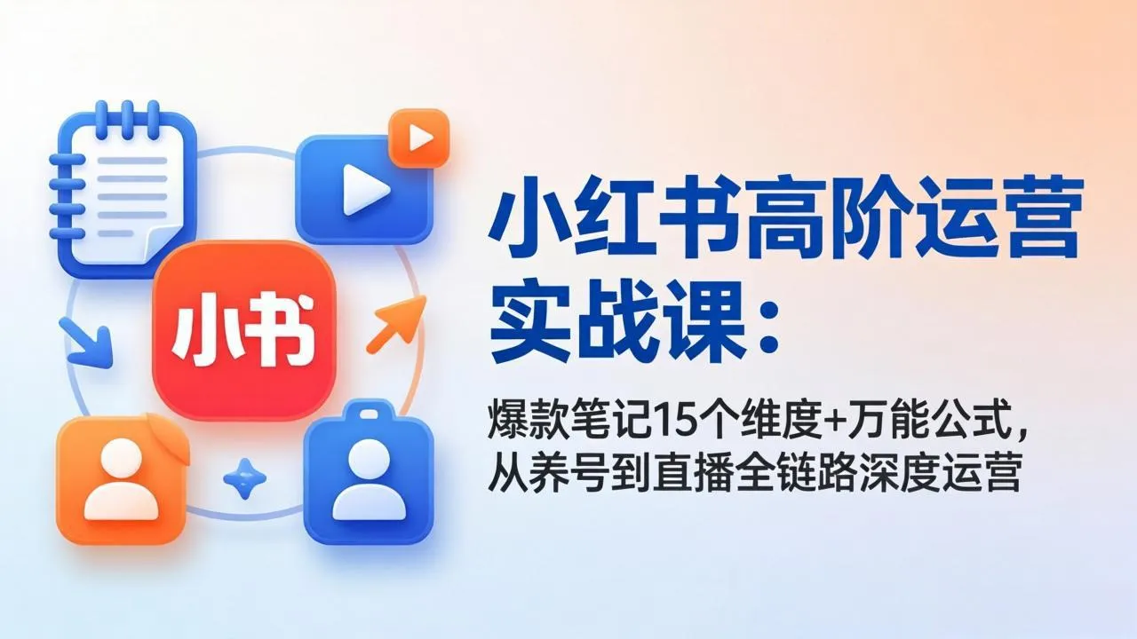 小红书高阶运营实战课：爆款笔记15个维度+万能公式，从养号到直播全链路深度运营-续财库
