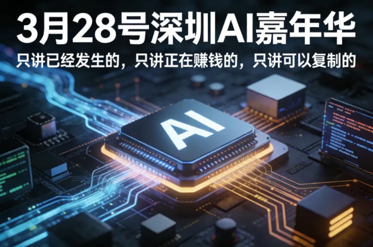 3月28号深圳AI嘉年华，只讲已经发生的，只讲正在賺钱的，只讲可以复制的-续财库