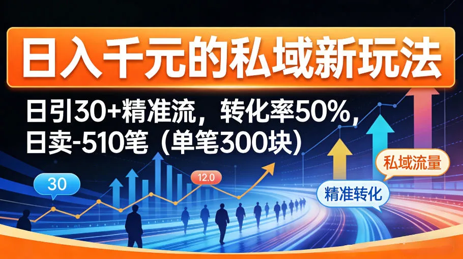 日入千米的私域新玩法：日引30＋精准流，转化率50%，日卖5-10笔(单笔300米)-续财库