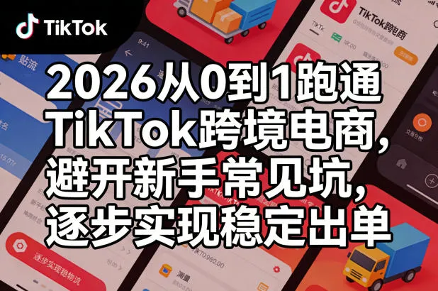 2026从0到1跑通TikTok跨境电商，避开新手常见坑，逐步实现稳定出单-续财库