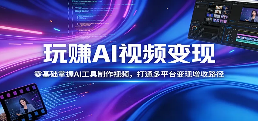玩赚AI视频变现，零基础掌握AI具制作视频，打通多平台变现增收路径-续财库