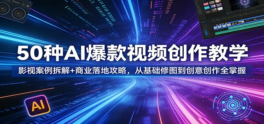 50种AI爆款视频创作教学：影视案例拆解+商业落地攻略，从基础修图到创意创作全掌握-续财库