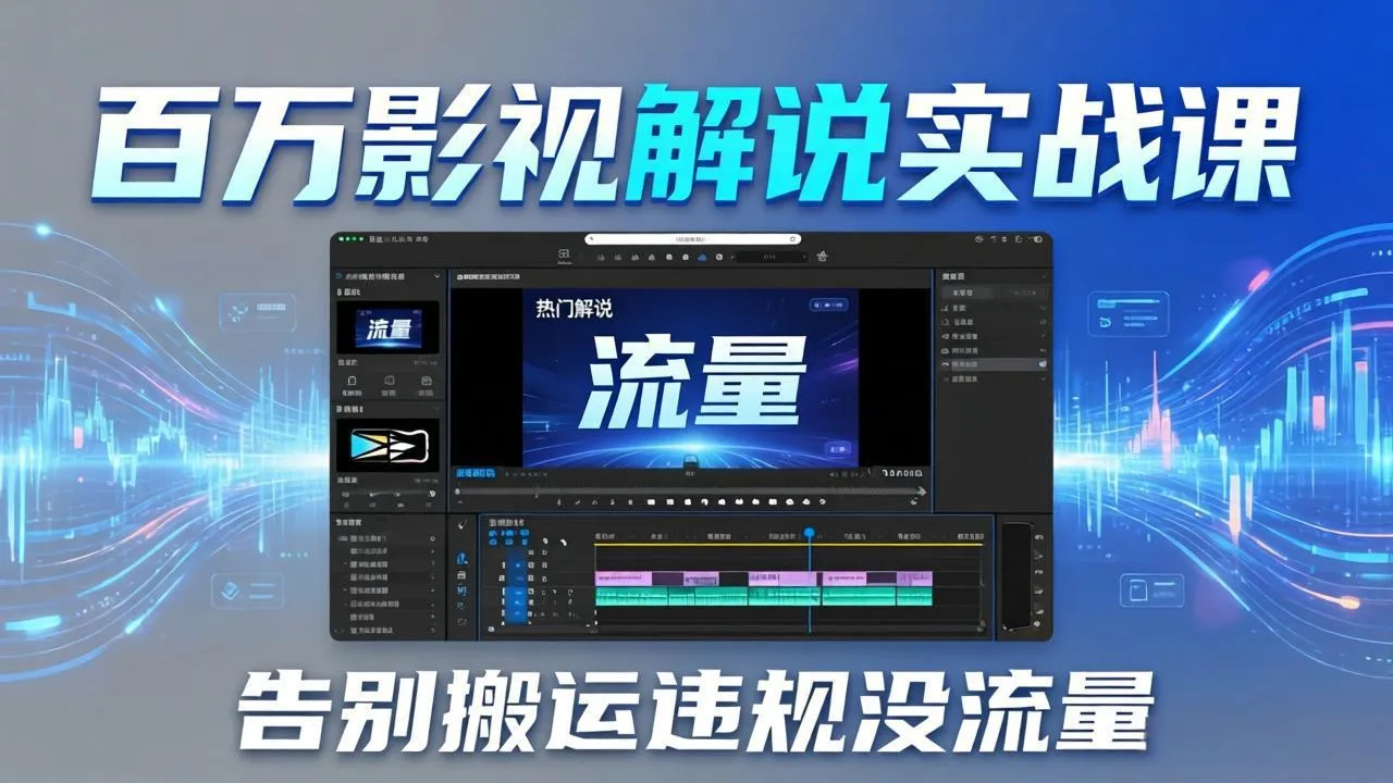 百万影视解说实战课:告别搬运违规没流量,AI文案+配音+剪映,做出能上热门的解说视频-续财库