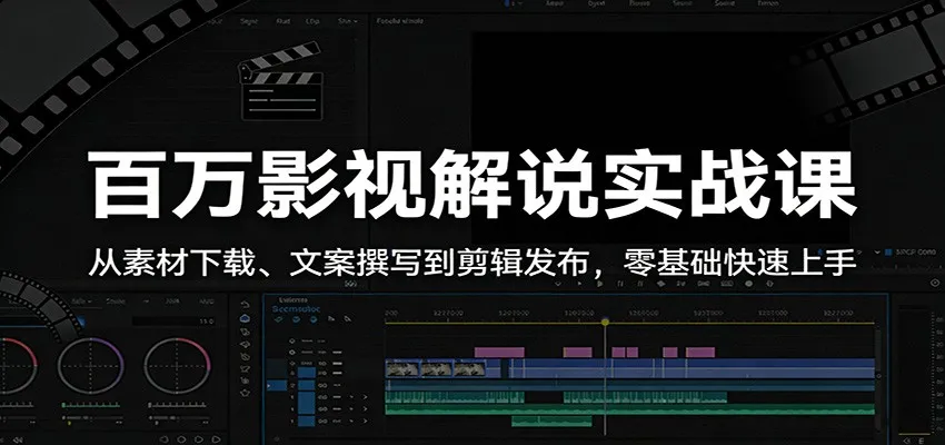 百万影视解说实战课：从素材下载、文案撰写到剪辑发布，零基础快速上手-续财库