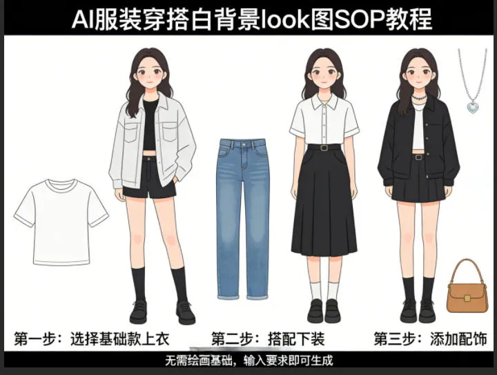 AI服装穿搭白背景look图SOP教程,不用会画画,提几句具体要求,AI就能还你一个奇迹-续财库