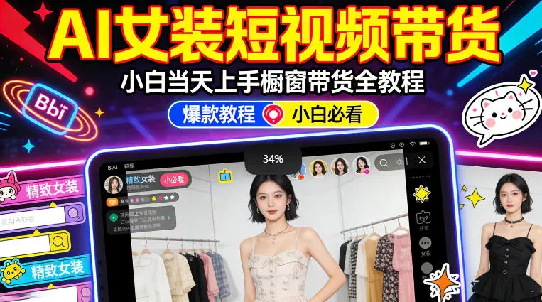 AI女装短视频橱窗带货:小白零门槛当天上手,高佣金爆款轻松賺!-续财库