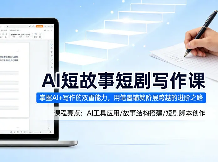AI短故事短剧写作课,掌握AI+写作的双重能力,用笔墨铺就阶层跨越的进阶之路-续财库