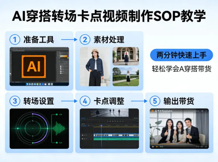 AI穿搭转场卡点视频制作SOP教学,两分钟快速上手,轻松学会AI穿搭带货-续财库