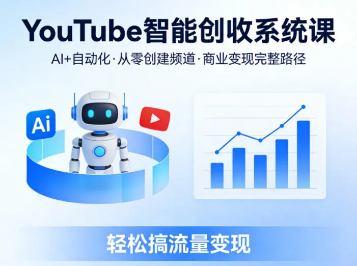 YouTube智能创收系统课，AI+自动化，从零创建YouTube频道并实现商业变现的完整路径，轻松搞流量变现-续财库