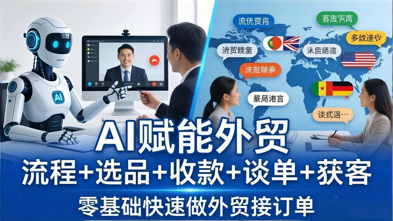外贸+AI实战课:流程+选品+收款+谈单+获客,零基础快速做外贸接订单-续财库