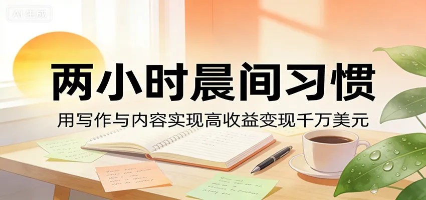 付费文章:两小时晨间习惯,用写作与内容实现高收益变现千万美元-续财库
