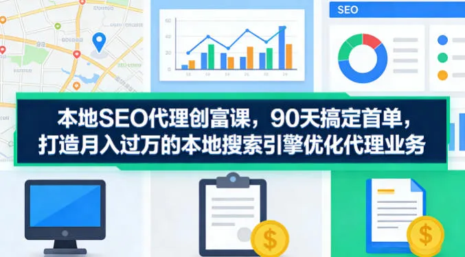 本地SEO代理创富课，90天搞定首单，助您打造月入过W的本地搜索引擎优化代理业务-续财库