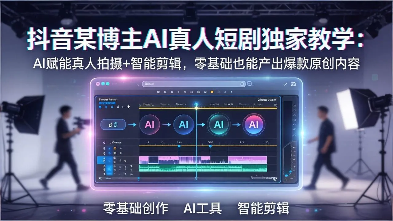 抖音某博主AI真人短剧独家教学：AI赋能真人拍摄+智能剪辑，零基础也能产出爆款原创内-续财库