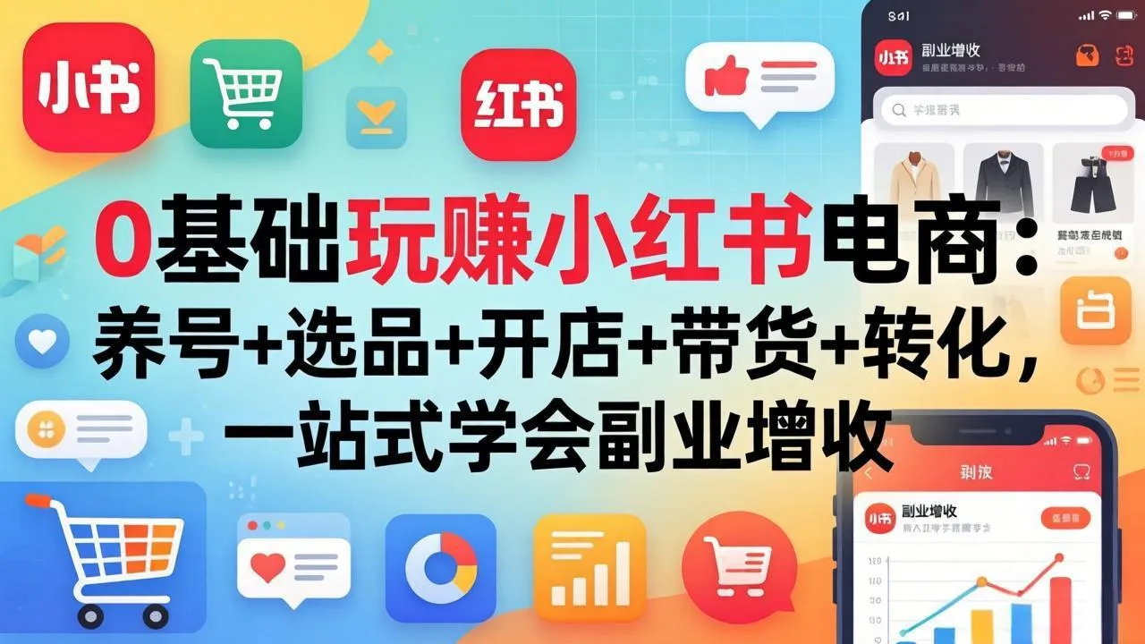 0基础玩赚小红书电商：养号+选品+开店+带货+转化，一站式学会副业增收-续财库