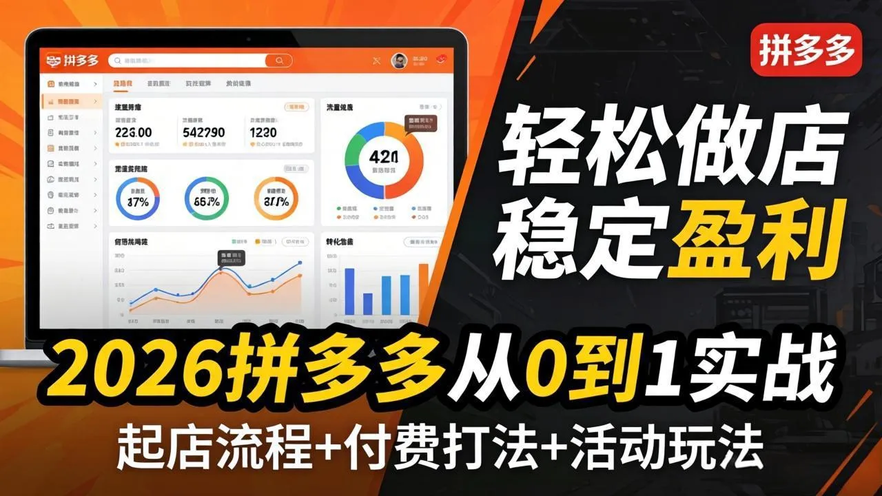 2026拼多多从0到1实战-4月更新：最新起店流程+付费打法+活动玩法，轻松做店稳定盈利-续财库