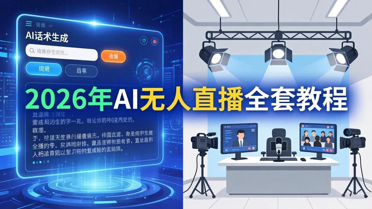 2026年AI无人直播全套教程：OBS安装+软件配置+直播间搭建+话术生成+一键开播实操-续财库