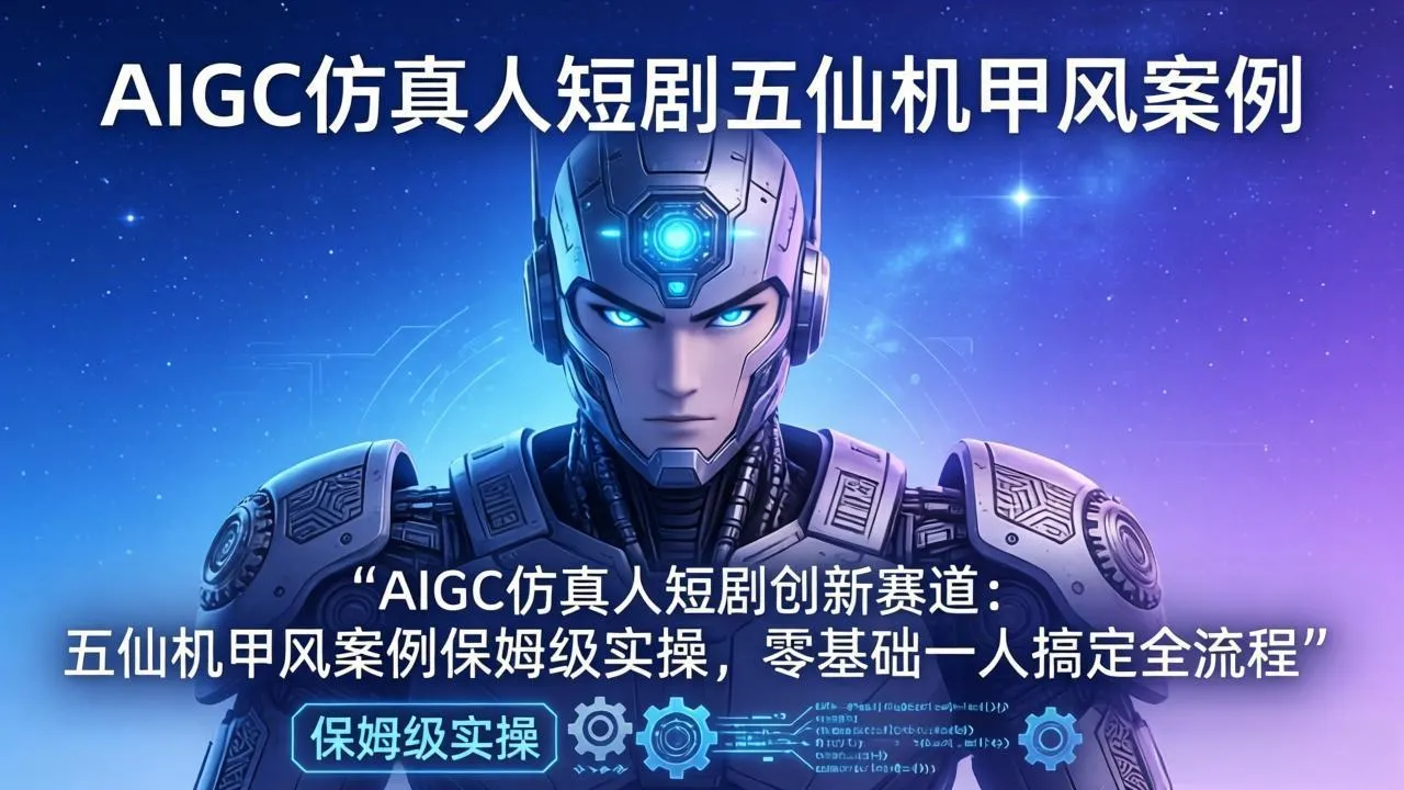 AIGC仿真人短剧创新赛道：五仙机甲风案例保姆级实操，零基础一人搞定全流程-续财库