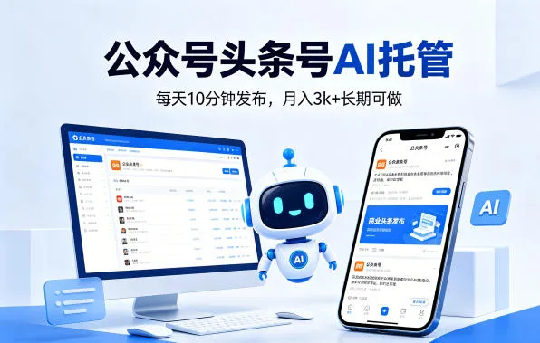 公众号头条号AI托管,我提供作品,你每天10分钟发布,月入3k+长期可做【揭秘】-续财库