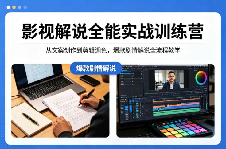 影视解说全能实战训练营：从文案创作到剪辑调色，爆款剧情解说全流程教学-续财库