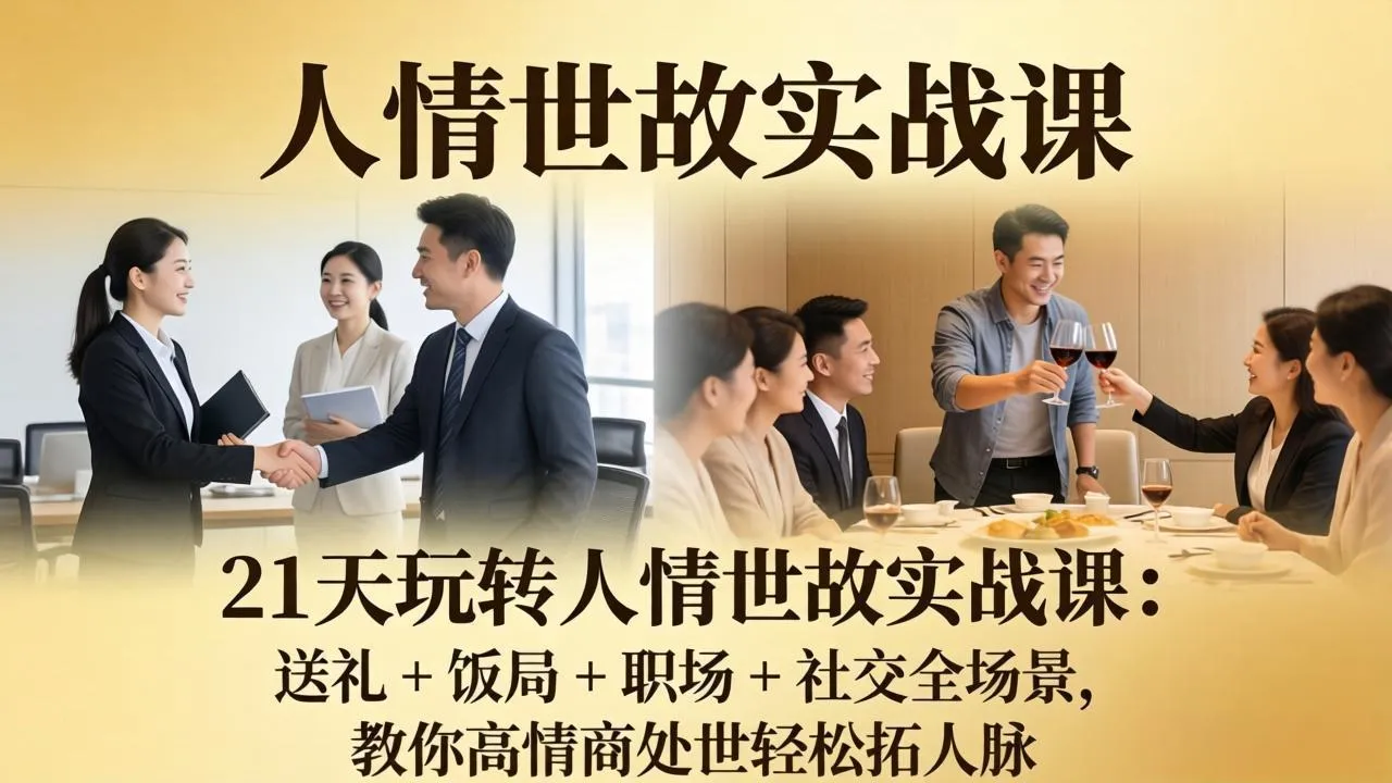 21 天玩转人情世故实战课:送礼 + 饭局 + 职场 + 社交全场景,教你高情商处世轻松拓人脉-续财库