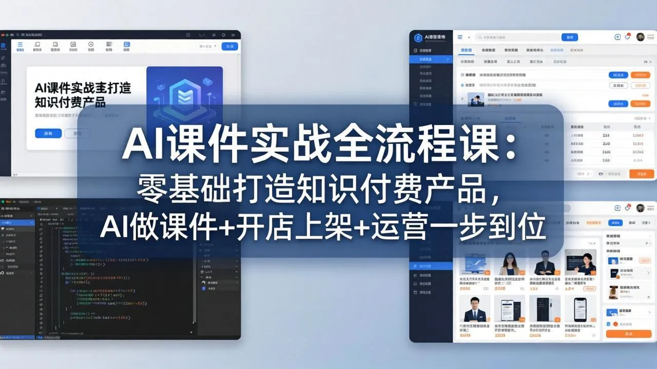 AI课件实战全流程课：零基础打造知识付费产品，AI做课件+开店上架+运营一步到位-续财库