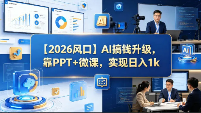 【2026风口】AI搞钱升级，靠PPT+微课，实现日入1k-续财库