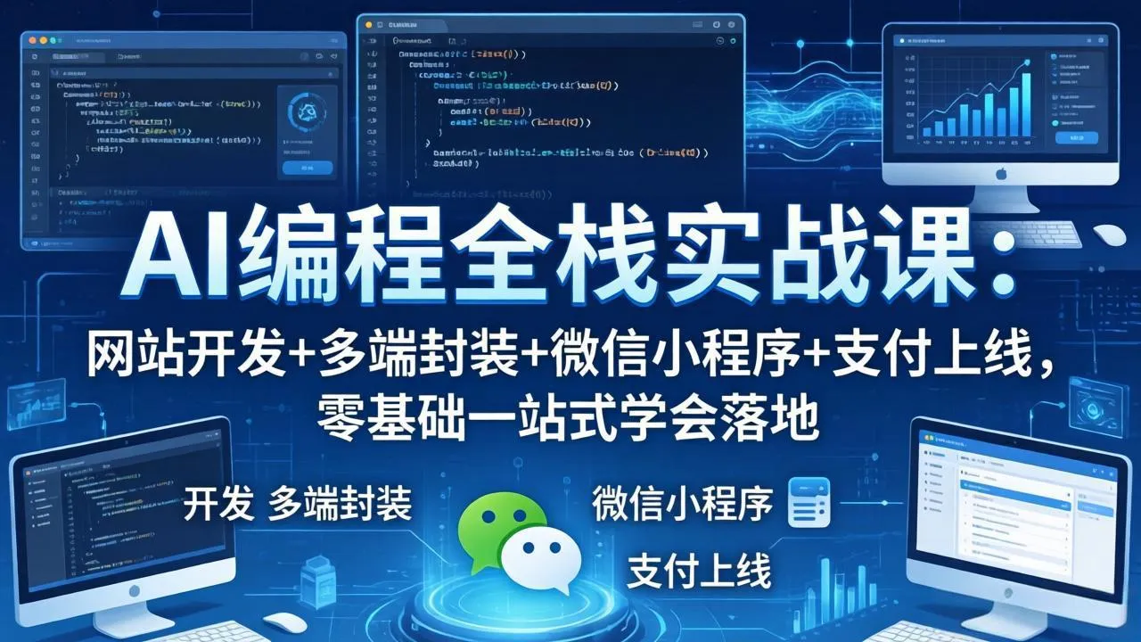 AI编程全栈实战课：网站开发+多端封装+微信小程序+支付上线，零基础一站式学会落地-续财库