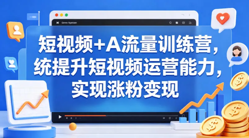短视频+AI流量训练营，统提升短视频运营能力，实现涨粉变现-续财库