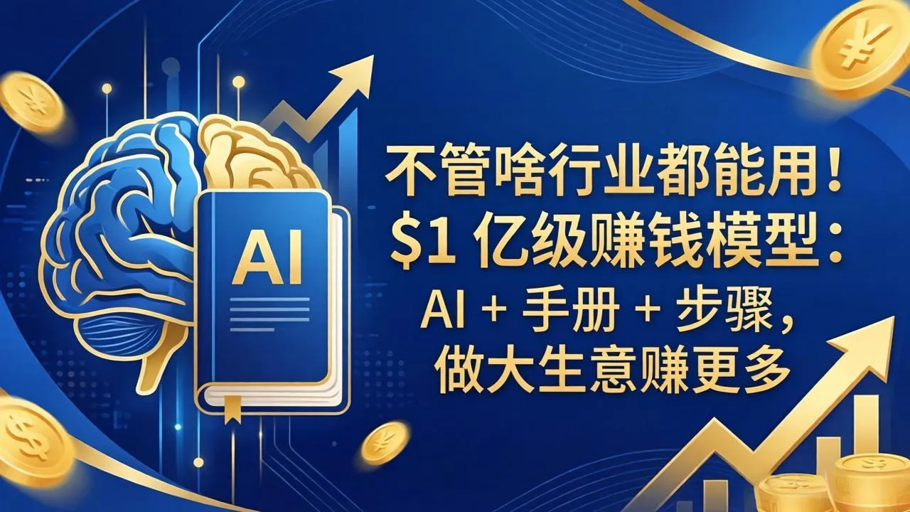 不管啥行业都能用！$1 亿级赚钱模型：AI + 手册 + 步骤，做大生意赚更多-续财库