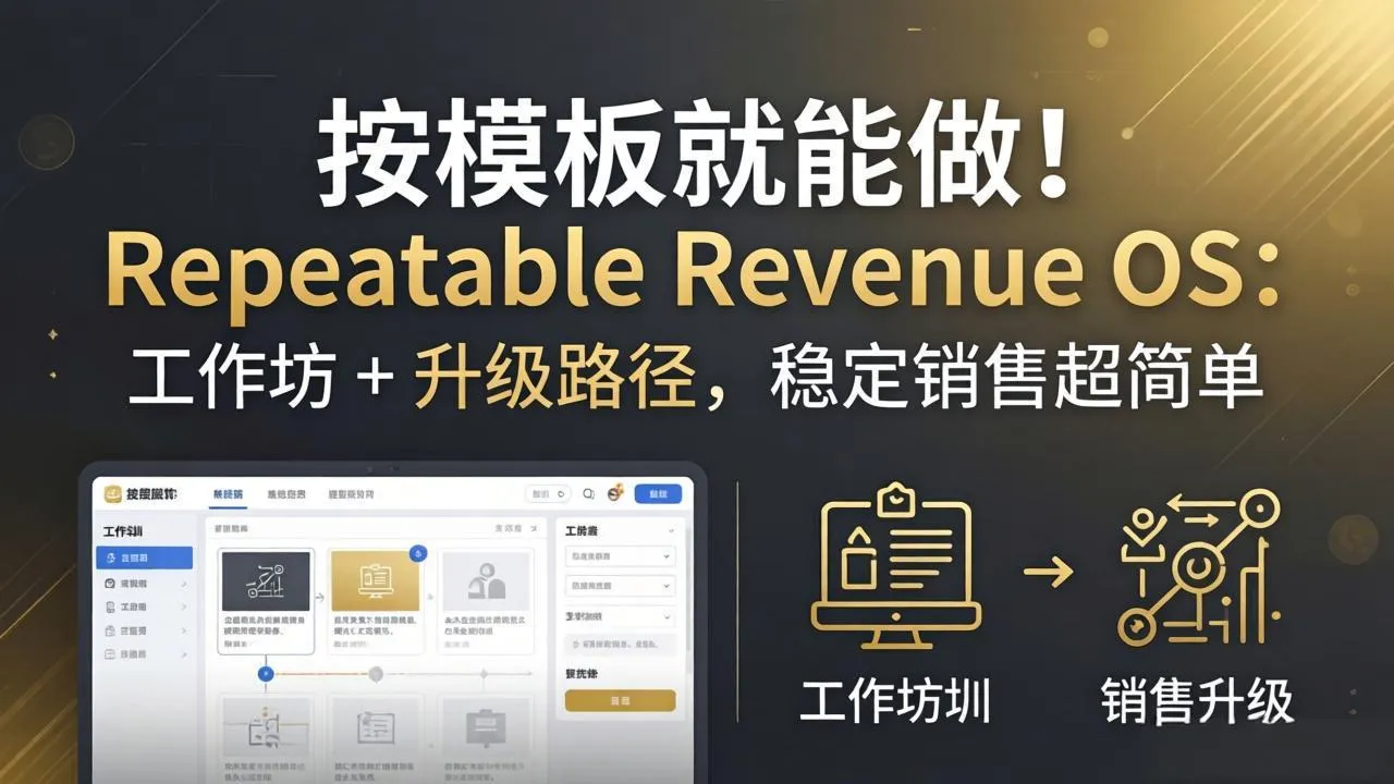 按模板就能做！Repeatable Revenue OS：工作坊 + 升级路径，稳定销售超简单-续财库