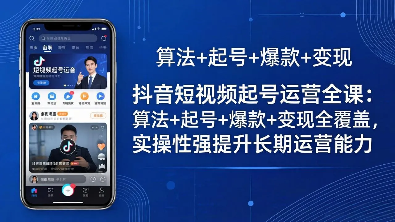 抖音短视频起号运营全课：算法+起号+爆款+变现全覆盖，实操性强提升长期运营能力-续财库
