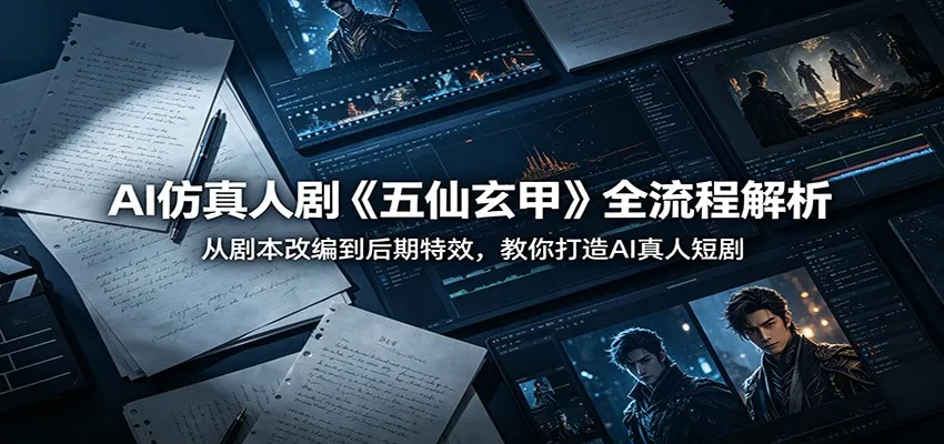 AI仿真人剧《五仙玄甲》全流程解析：从剧本改编到后期特效，教你打造AI真人短剧-续财库