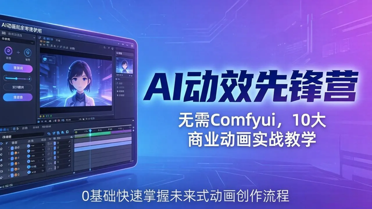 AI 动效先锋营：无需Comfyui，10大商业动画实战教学，0基础快速掌握未来式动画创作流程-续财库