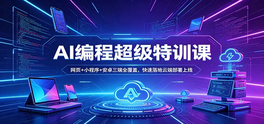 AI编程超级特训课：网页+小程序+安卓三端全覆盖，快速落地云端部署上线-续财库